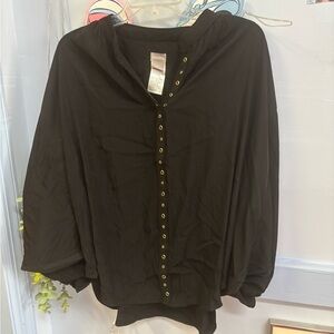 Chico's Elegant Black Top with Gold Details